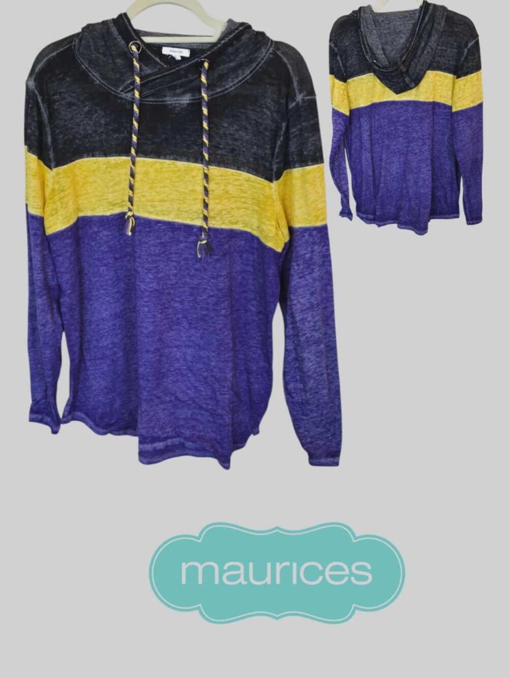 Maurices  Colorblock Fleece Hoodie Sweater Casual Multicolor Womens XL